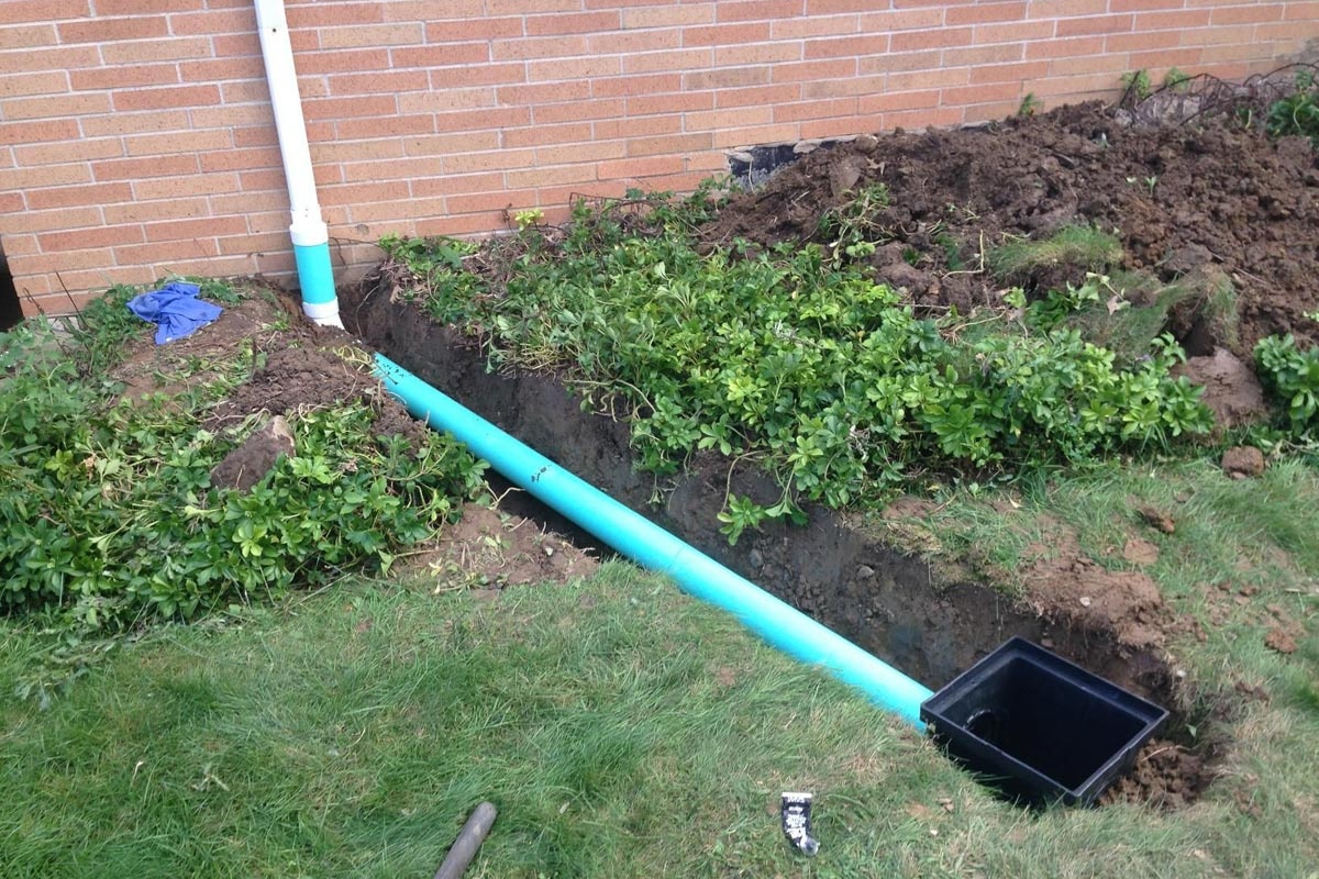 Completed catch basin and drainage system