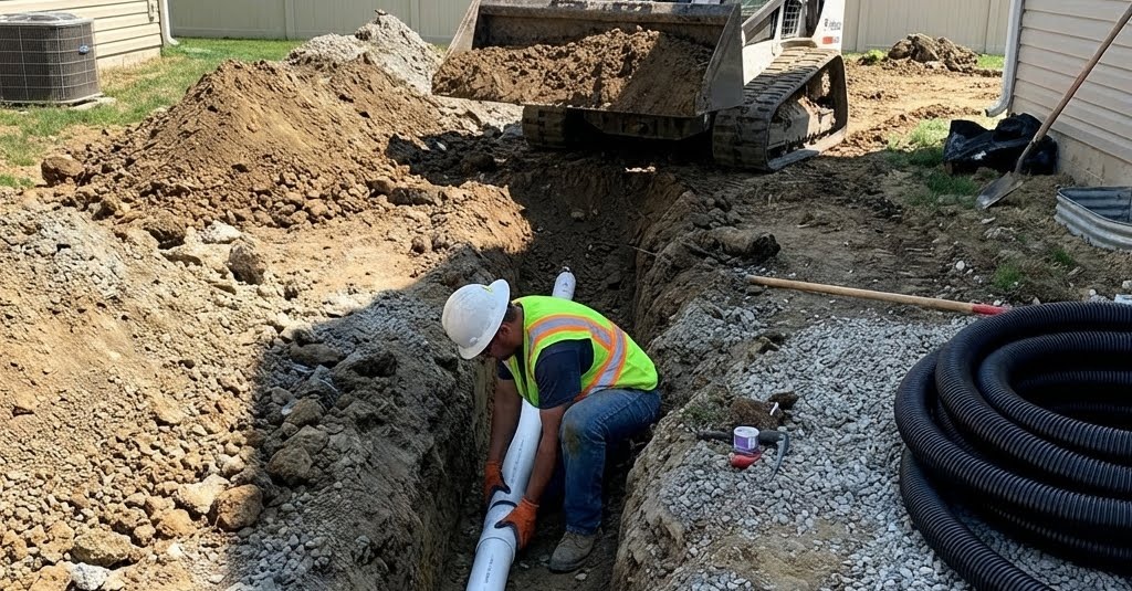 Underground drain installation Northeast Ohio