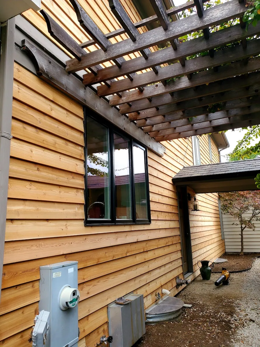 Modern cedar siding home exterior