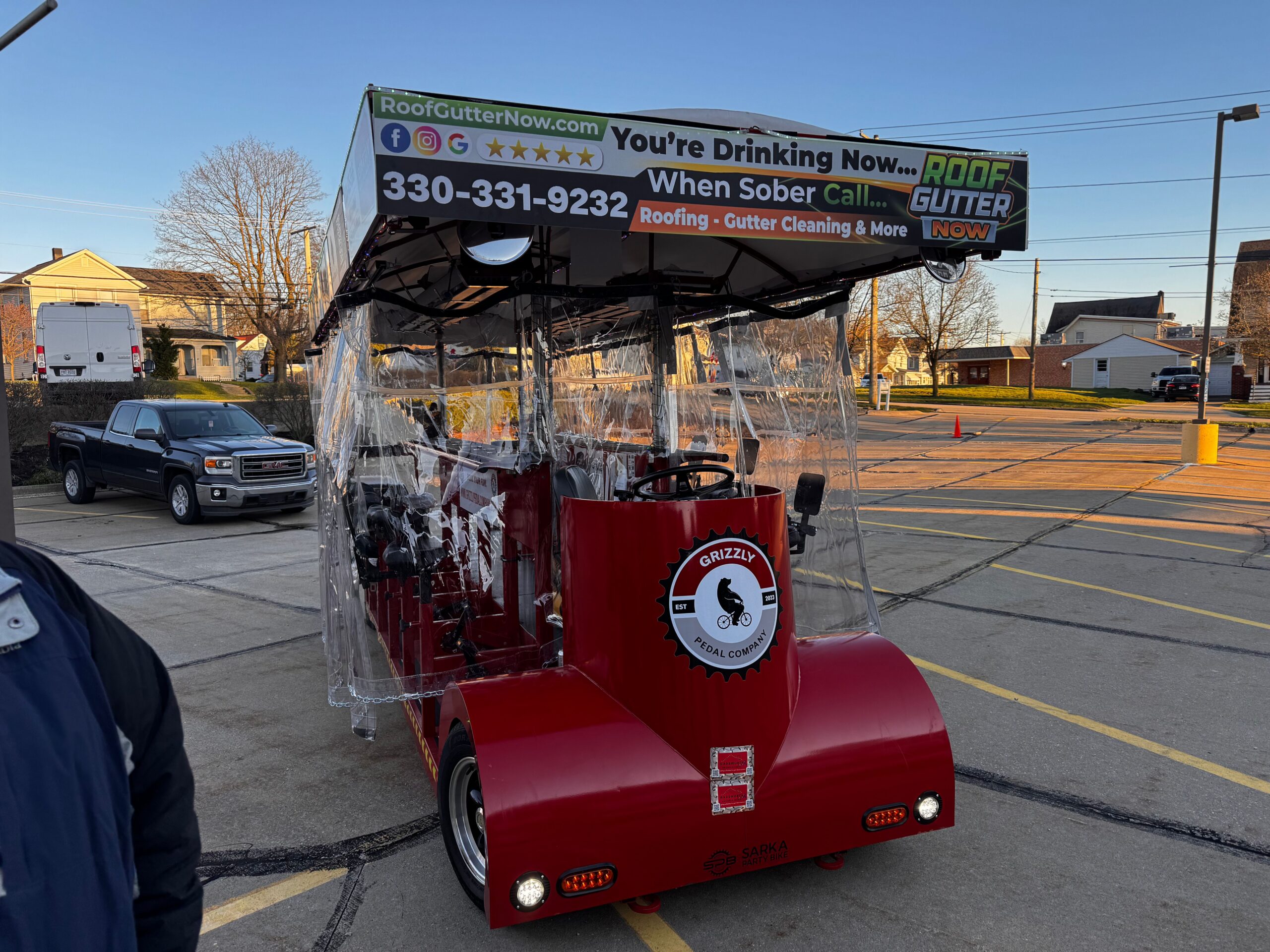 Roof Gutter Now main sponsor 2026 pedal party bike — Barberton, Wadsworth, and Medina