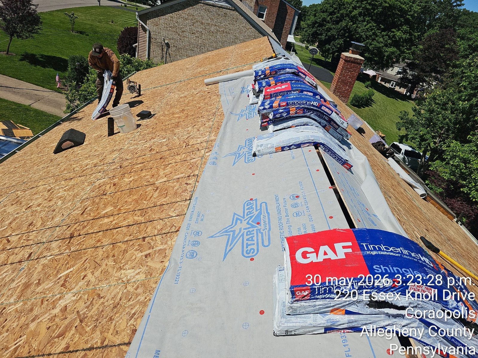 Roof Installation | New Construction & Garages | Roof Gutter Now 2 New decking with GAF underlayment going down